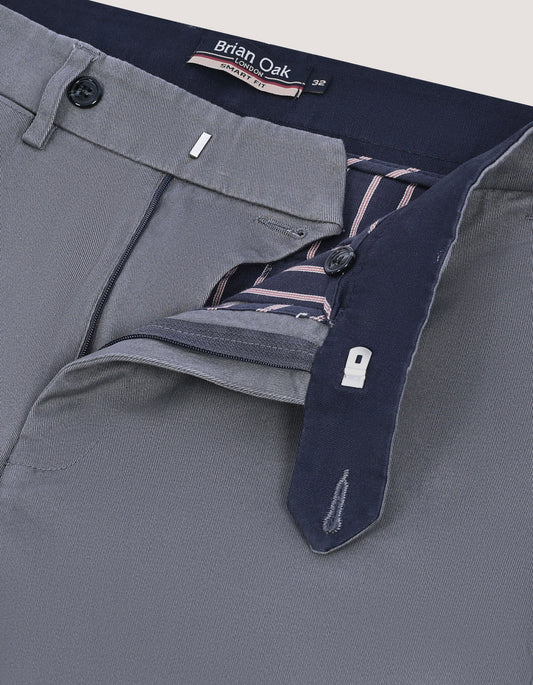 Mens Grey Twill Chino Pants