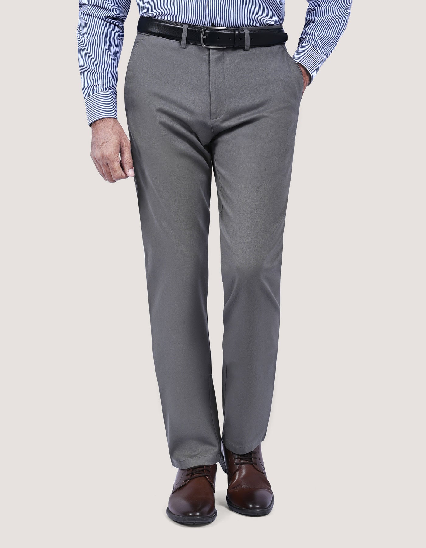 Mens Grey Twill Smart Fit Chinos | Brian Oak UK