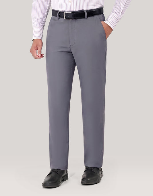 Grey Twill Straight Fit Chino Trouser