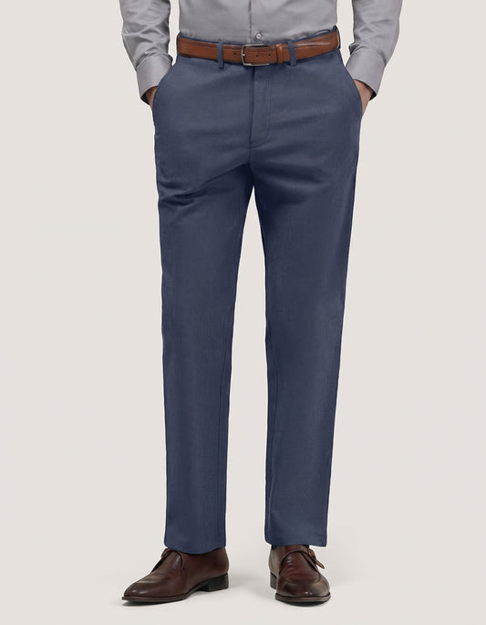 Blue Textured Chino Trouser