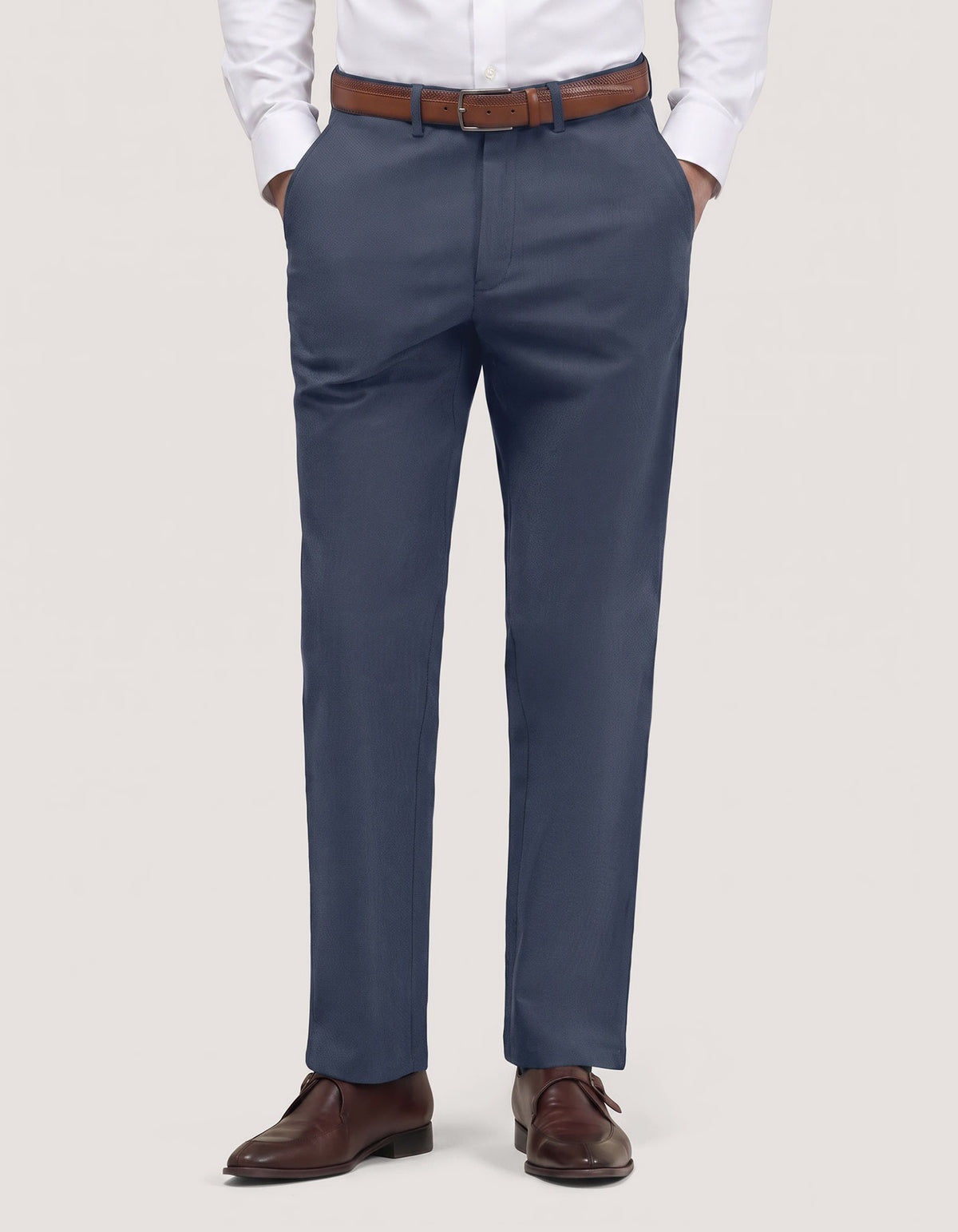 Premium Textured Cotton Chinos – Blue