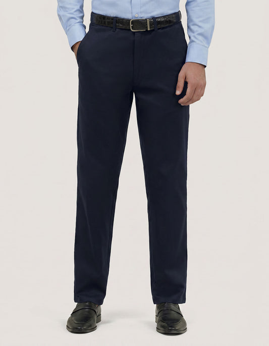 Pantalon chino en moleskine bleu marine