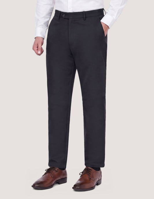 Black Cotton Stretch Straight Fit Chinos