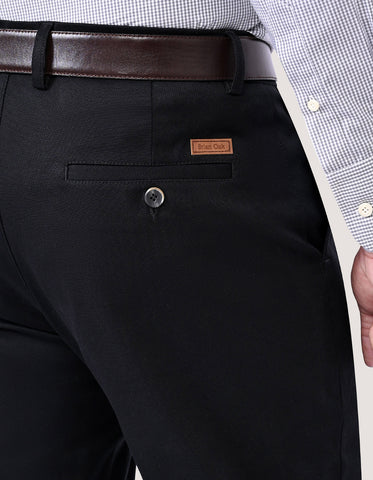Trendy Black Textured Cotton Chinos
