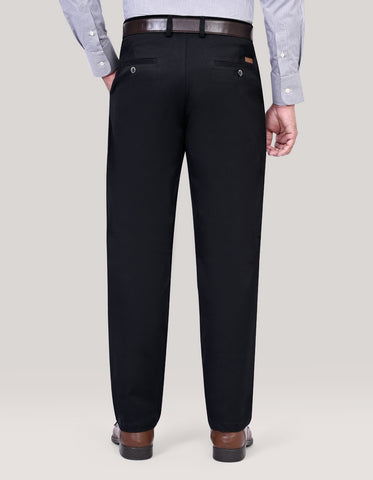 Trendy Black Textured Cotton Chinos