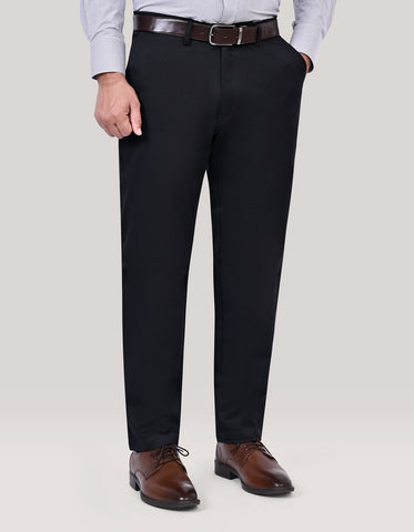 Trendy Black Textured Cotton Chinos