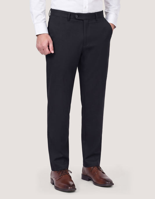 Trendy Black Textured Cotton Chinos