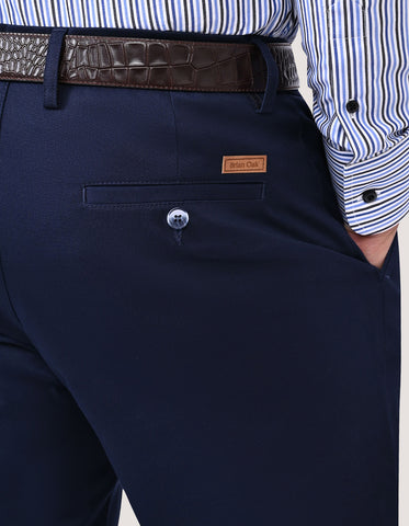 Navy Smart Fit Textured Chino Trouser
