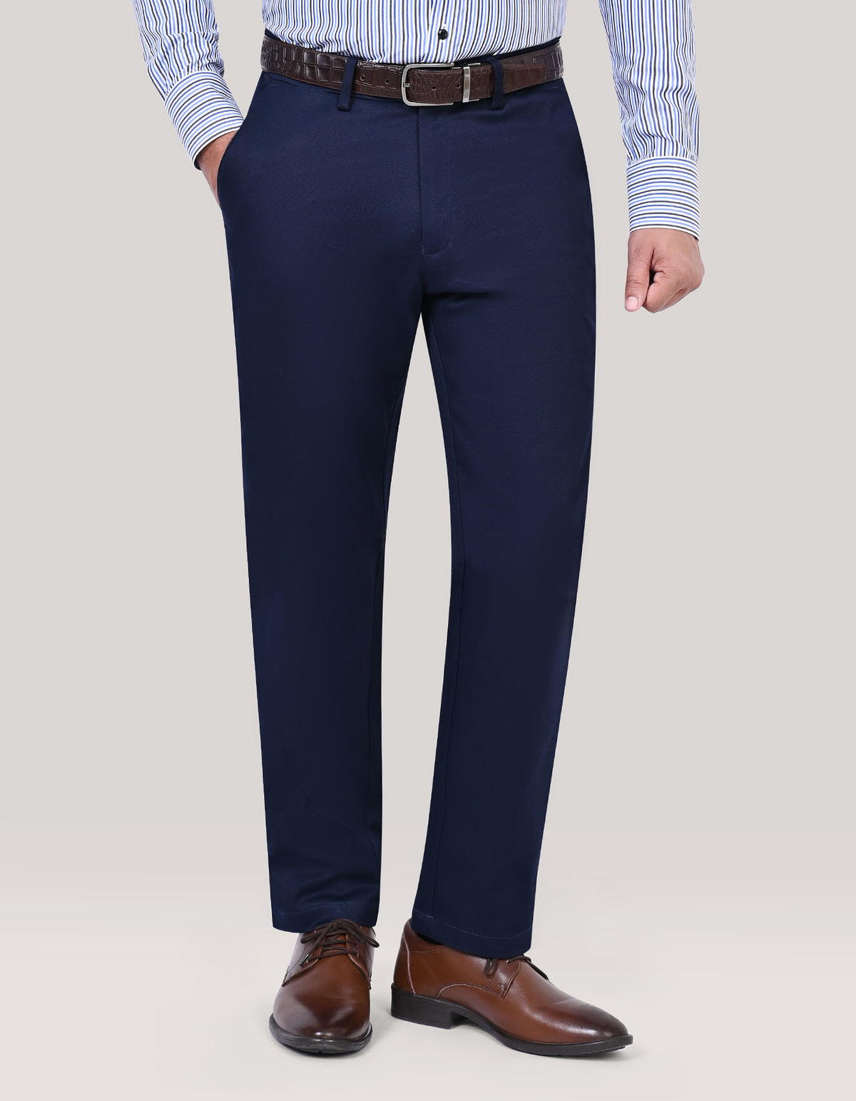 Navy Smart Fit Textured Chino Trouser
