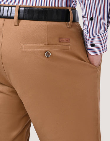 Camel Textured Weave Chinos
