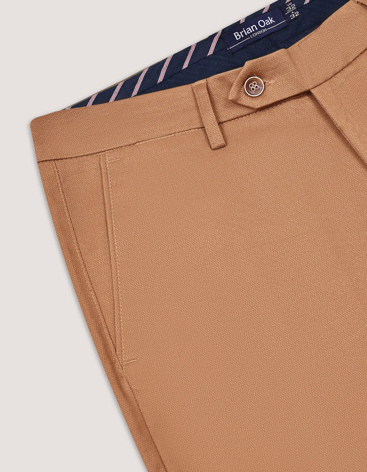 Camel Textured Weave Chinos