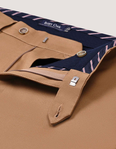Camel Textured Weave Chinos