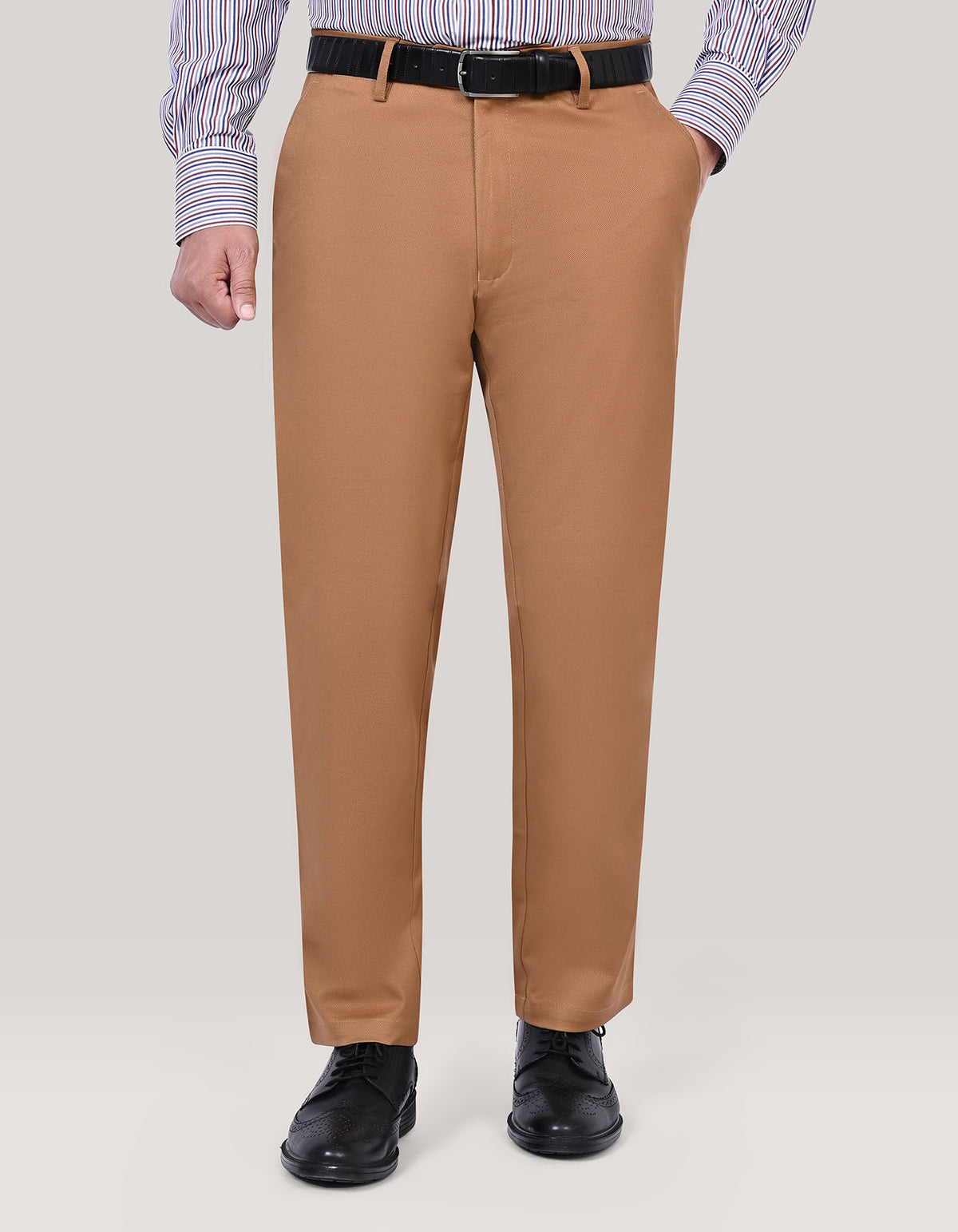 Camel Textured Weave Chinos