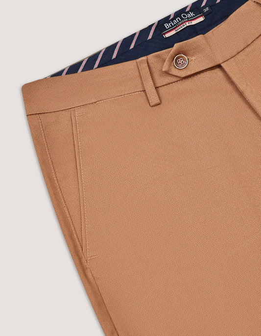 Camel Smart Fit Textured Chino Trouser