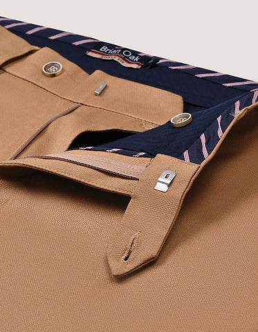 Camel Smart Fit Textured Chino Trouser