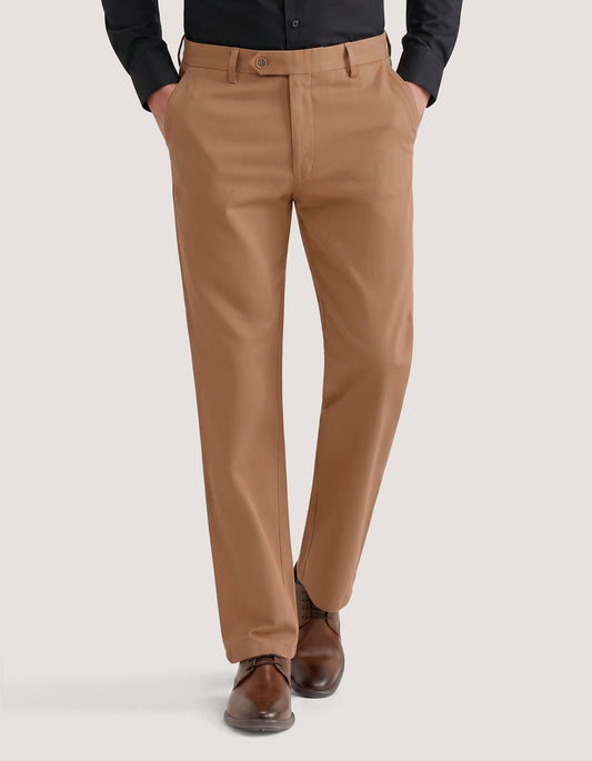 Camel Textured Weave Chinos