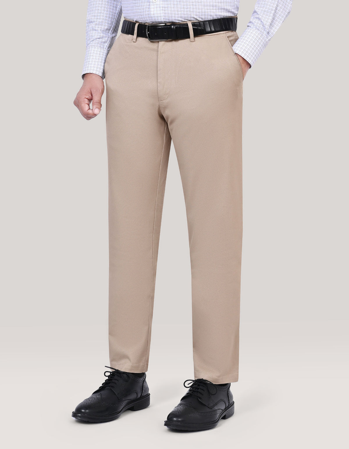 Stone Textured Stretchy Cotton Chinos