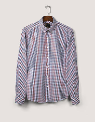 Casual Checkered Shirt - Dark Maroon