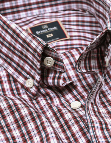 Maroon Smart Fit Casual Check Shirt