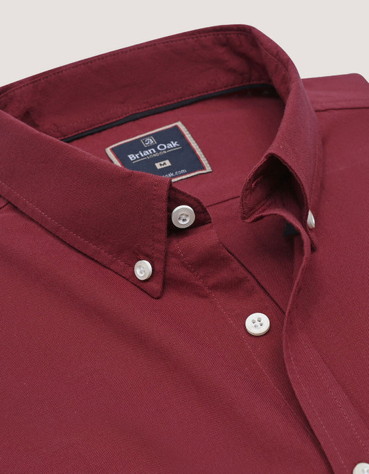 Maroon Long Sleeve Button Down Collar Shirt