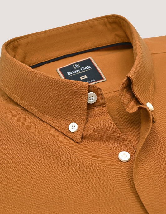 Rust Long Sleeve Button Down Collar Shirt