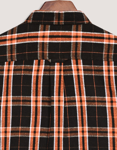 Black and Rust Check Flannel Shirt