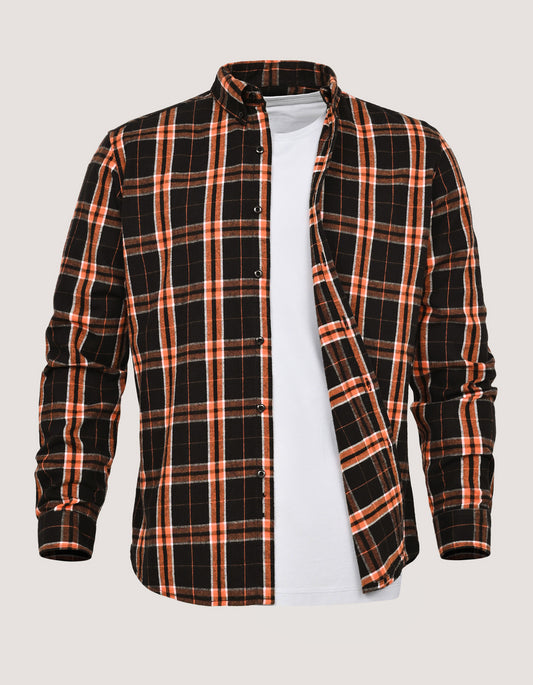 Black and Rust Check Flannel Shirt