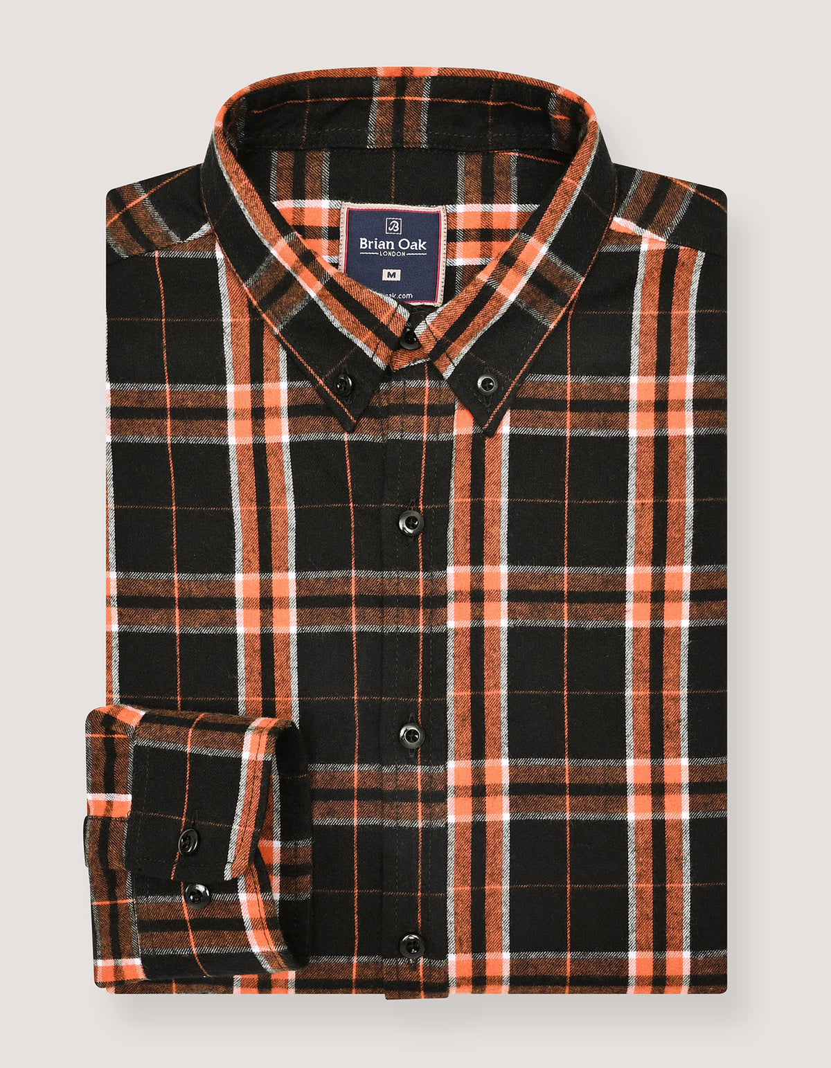 Black and Rust Check Flannel Shirt