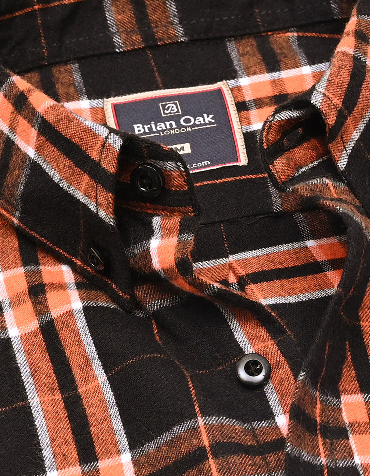 Black and Rust Check Flannel Shirt