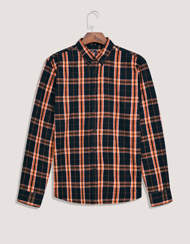 Black and Rust Check Flannel Shirt