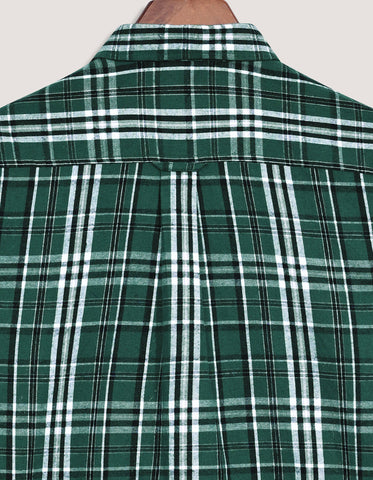 Green and White Check Flannel Shirt