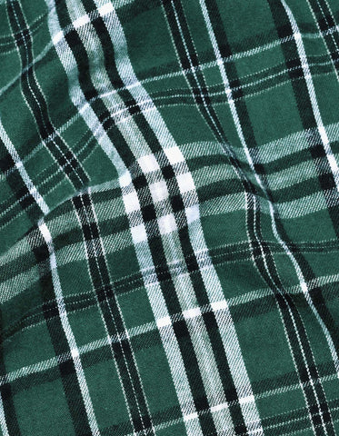 Green and White Check Flannel Shirt