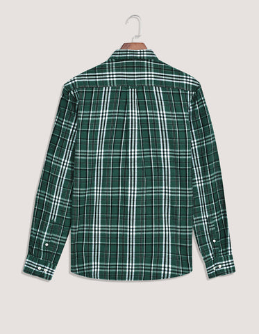 Green and White Check Flannel Shirt