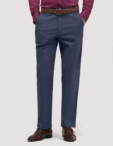 Blue Textured Chino Trousers