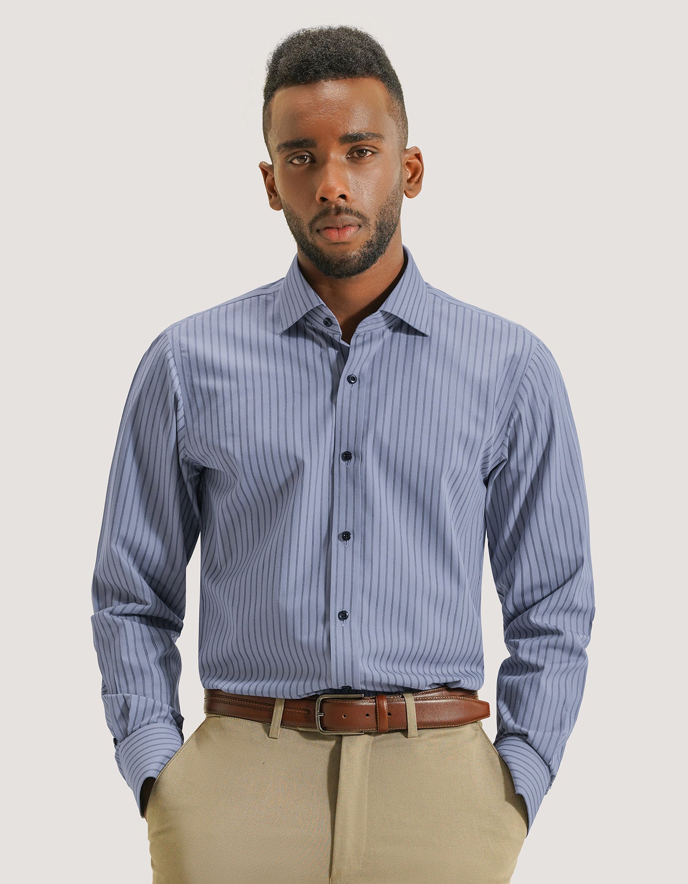Navy Striped Grey Dress Shirt | Brian Oak UK Navy Striped Grey Dress Shirt | Brian Oak UK