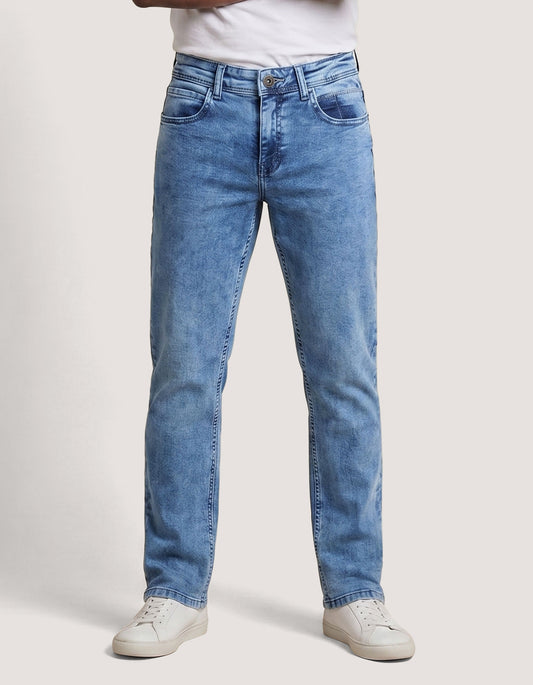 Denim Blue Regular Fit Jeans - Lightweight Stretch