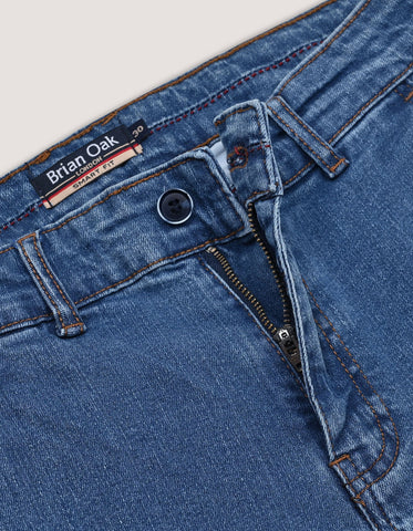 Medium Blue Traveler Jeans - Secure Button Down Back Pocket