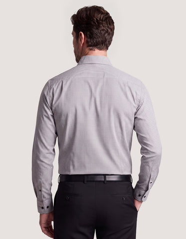 Chemise grise à mini carreaux