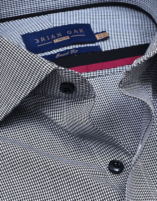 Black Houndstooth Check Shirt