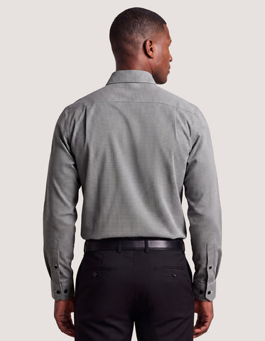 Chemise à carreaux pied-de-poule noire