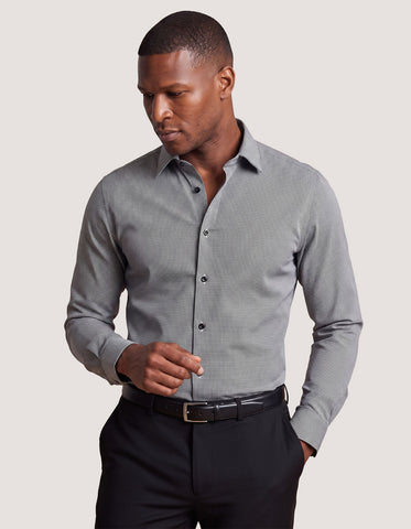 Chemise à carreaux pied-de-poule noire