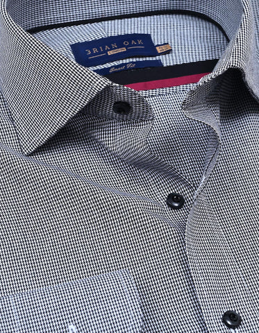 Chemise à carreaux pied-de-poule noire