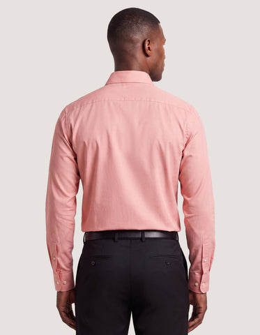 Coral Pink Checkered Formal Shirt