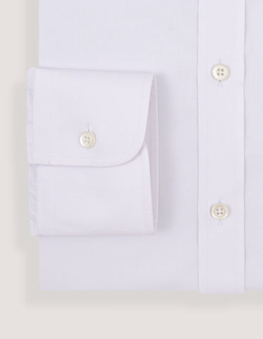 White Cotton Blend Twill Formal Shirt