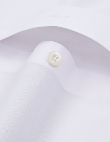 White Cotton Blend Twill Formal Shirt