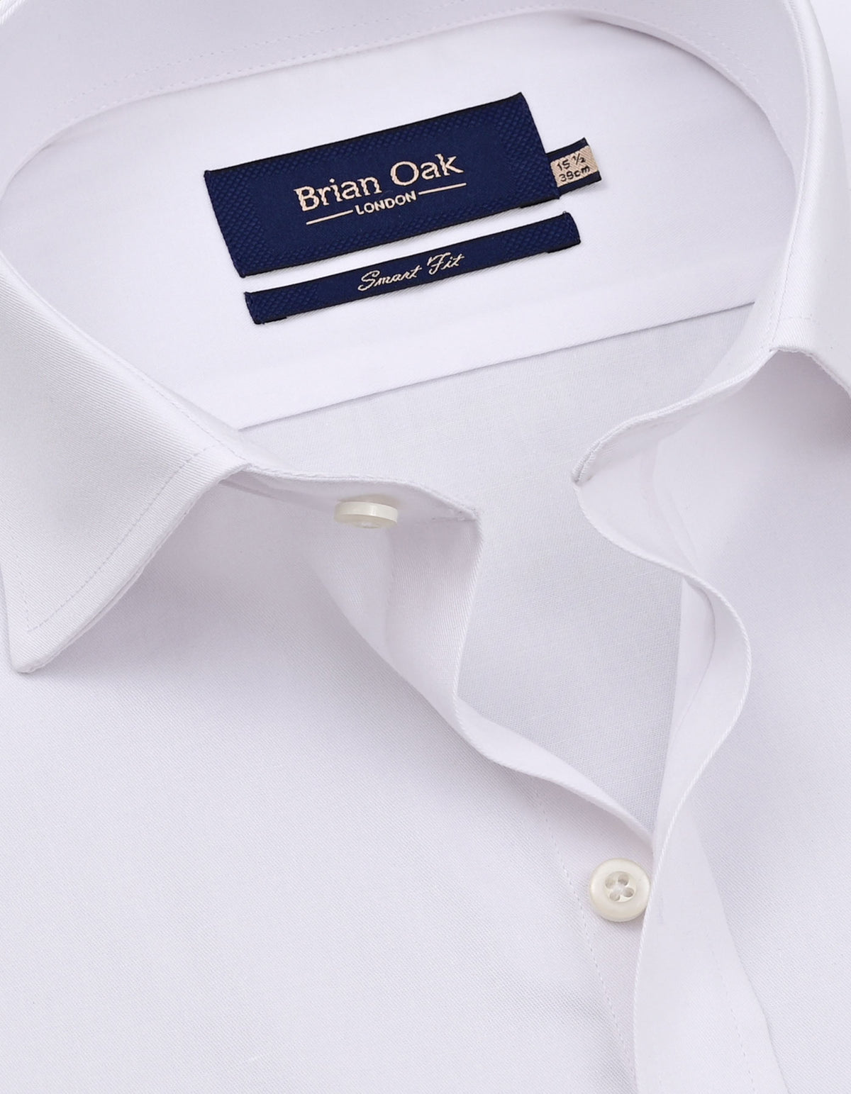 White Cotton Blend Twill Formal Shirt