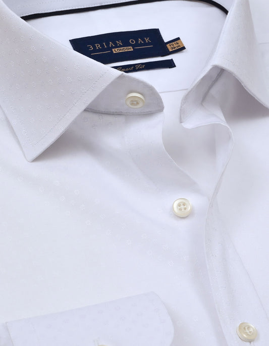 White Floral Textured Smart Fit Shirt