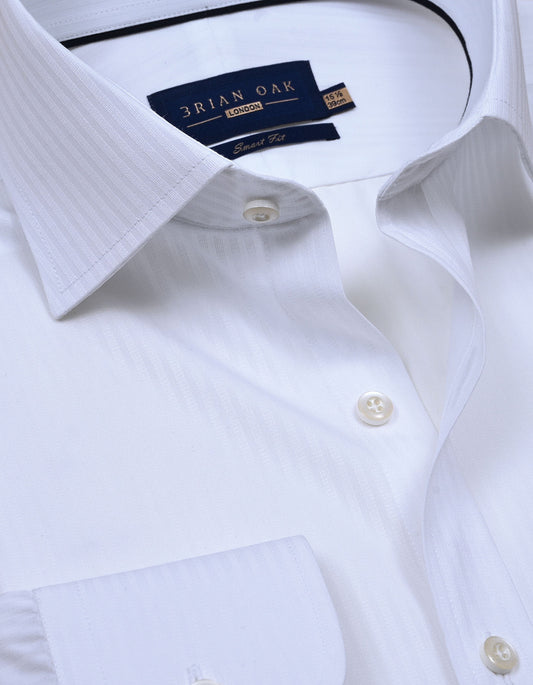 White Striped Textured Smart Fit Shirt