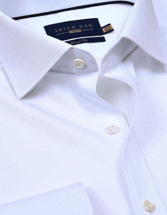White Dotted Textured Smart Fit Shirt