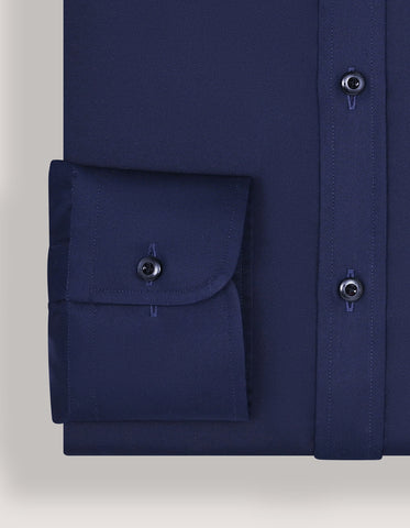 Navy Designer Satin Dress Shirt